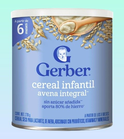 Gerber; cereal infantil de avena integral